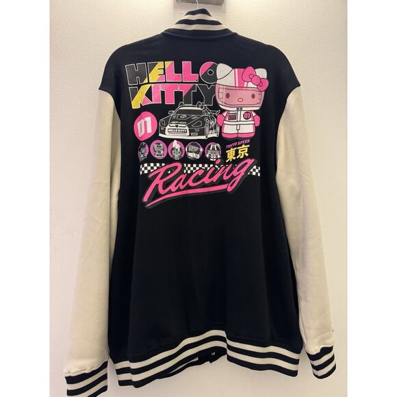 Hello Kitty Men's Black/Off White Tokyo Speed Racing Varsity Jacket - XL - Picture 3 of 5